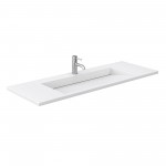60 Inch Single Bathroom Vanity in Dark Gray, 1.25 Inch Thick White Solid Surface Countertop, Sink, Black Trim