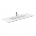 60 Inch Single Bathroom Vanity in White, 1.25 Inch Thick White Solid Surface Countertop, Sink, Black Trim