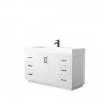 60 Inch Single Bathroom Vanity in White, 4 Inch Thick White Solid Surface Countertop, Sink, Black Trim