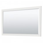 60 Inch Single Bathroom Vanity in White, 4 Inch Thick White Solid Surface Countertop, Sink, Gold Trim, 58 Inch Mirror