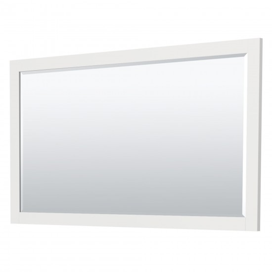 60 Inch Single Bathroom Vanity in White, 4 Inch Thick White Solid Surface Countertop, Sink, Gold Trim, 58 Inch Mirror