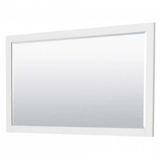 60 Inch Single Bathroom Vanity in White, White Carrara Marble Countertop, Sink, Nickel Trim, 58 Inch Mirror