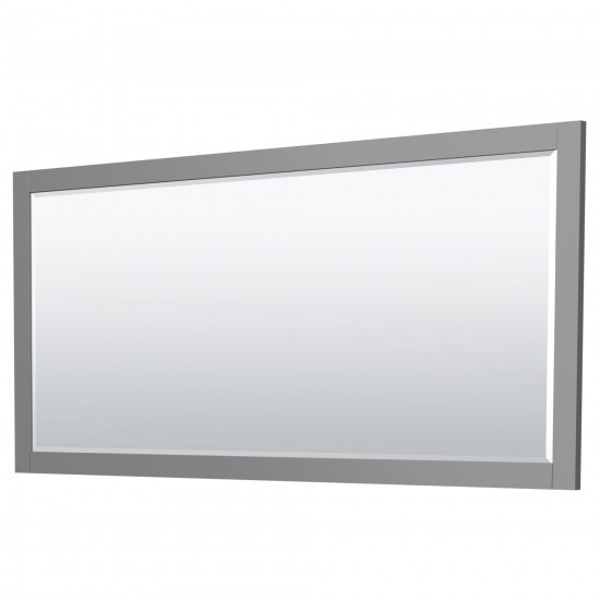 72 Inch Double Bathroom Vanity in Dark Gray, White Cultured Marble Countertop, Sinks, Gold Trim, 70 Inch Mirror