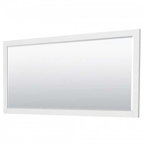 72 Inch Double Bathroom Vanity in White, Light-Vein Carrara Cultured Marble Countertop, Sinks, Black Trim, 70 Inch Mirror