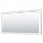 72 Inch Double Bathroom Vanity in White, 1.25 Inch Thick White Solid Surface Countertop, Sinks, Black Trim, 70 Inch Mirror