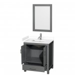 30 Inch Single Bathroom Vanity in Dark Gray, White Cultured Marble Countertop, Sink, 24 Inch Mirror