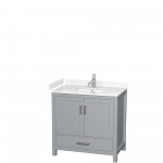 36 Inch Single Bathroom Vanity in Gray, Carrara Cultured Marble Countertop, Sink, No Mirror