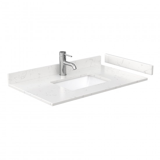 36 Inch Single Bathroom Vanity in Dark Gray, Carrara Cultured Marble Countertop, Sink, No Mirror
