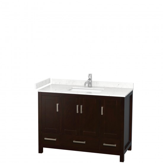 48 Inch Single Bathroom Vanity in Espresso, Carrara Cultured Marble Countertop, Sink, No Mirror