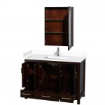 48 Inch Single Bathroom Vanity in Espresso, White Cultured Marble Countertop, Sink, Medicine Cabinet