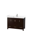 48 Inch Single Bathroom Vanity in Espresso, White Cultured Marble Countertop, Sink, No Mirror