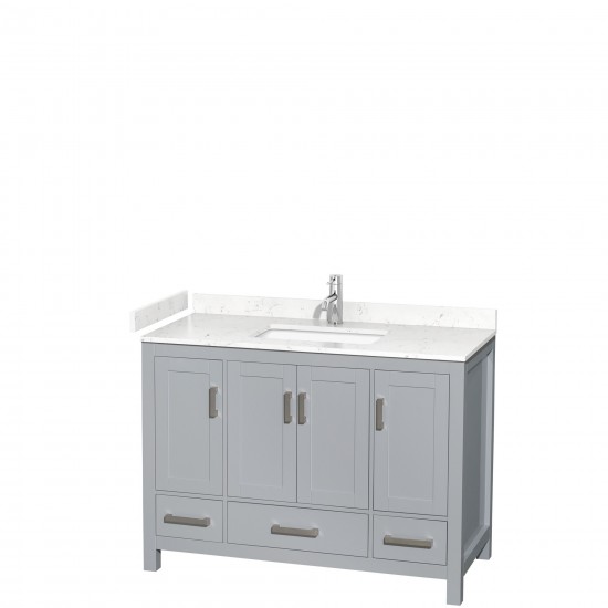 48 Inch Single Bathroom Vanity in Gray, Carrara Cultured Marble Countertop, Sink, No Mirror