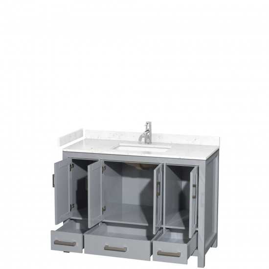 48 Inch Single Bathroom Vanity in Gray, Carrara Cultured Marble Countertop, Sink, No Mirror