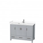 48 Inch Single Bathroom Vanity in Gray, White Cultured Marble Countertop, Sink, No Mirror