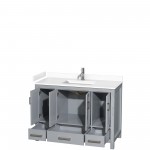 48 Inch Single Bathroom Vanity in Gray, White Cultured Marble Countertop, Sink, No Mirror