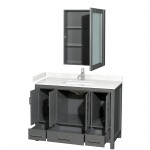 48 Inch Single Bathroom Vanity in Dark Gray, Carrara Cultured Marble Countertop, Sink, Medicine Cabinet