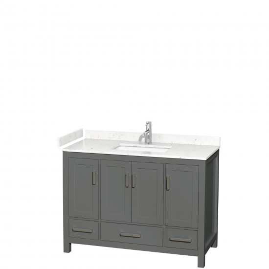 48 Inch Single Bathroom Vanity in Dark Gray, Carrara Cultured Marble Countertop, Sink, No Mirror