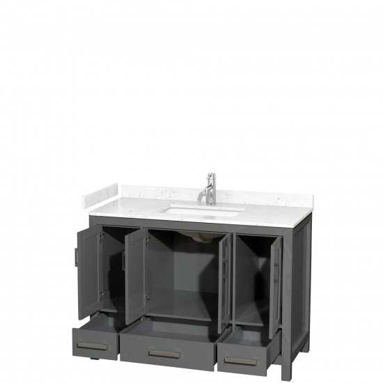 48 Inch Single Bathroom Vanity in Dark Gray, Carrara Cultured Marble Countertop, Sink, No Mirror