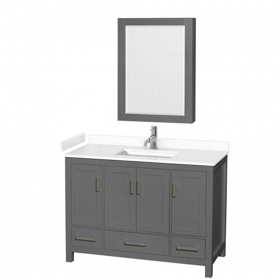 48 Inch Single Bathroom Vanity in Dark Gray, White Cultured Marble Countertop, Sink, Medicine Cabinet