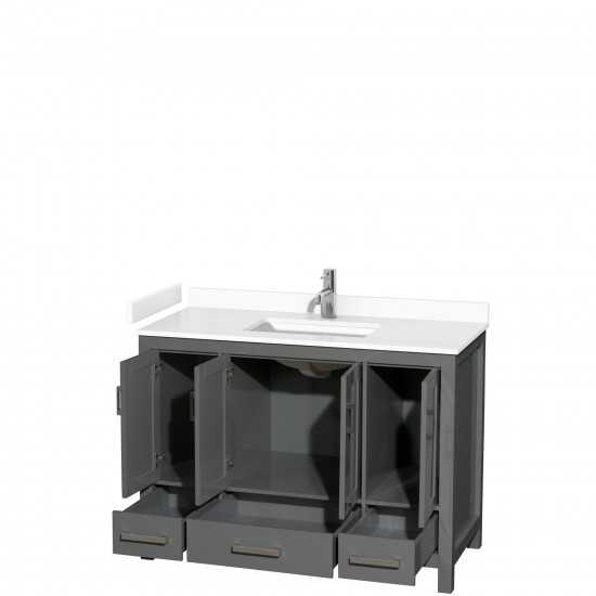 48 Inch Single Bathroom Vanity in Dark Gray, White Cultured Marble Countertop, Sink, No Mirror