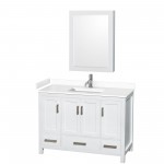 48 Inch Single Bathroom Vanity in White, White Cultured Marble Countertop, Sink, Medicine Cabinet