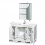 48 Inch Single Bathroom Vanity in White, White Cultured Marble Countertop, Sink, Medicine Cabinet