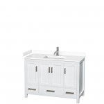 48 Inch Single Bathroom Vanity in White, White Cultured Marble Countertop, Sink, No Mirror