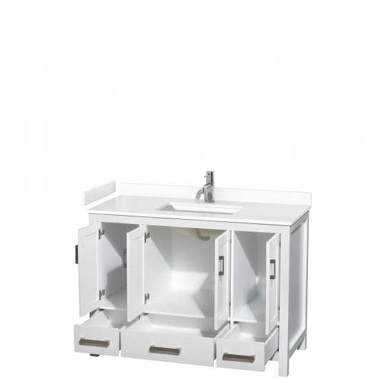 48 Inch Single Bathroom Vanity in White, White Cultured Marble Countertop, Sink, No Mirror