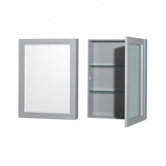 60 Inch Single Bathroom Vanity in Gray, White Cultured Marble Countertop, Sink, Medicine Cabinet