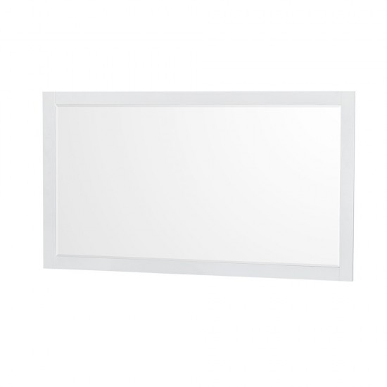 60 Inch Single Bathroom Vanity in White, White Cultured Marble Countertop, Sink, 58 Inch Mirror