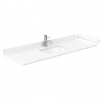 60 Inch Single Bathroom Vanity in White, White Cultured Marble Countertop, Sink, No Mirror