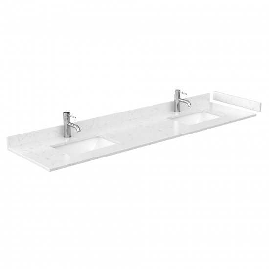 80 Inch Double Bathroom Vanity in White, Carrara Cultured Marble Countertop, Sinks, 24 Inch Mirrors