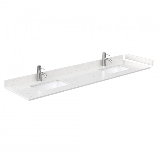 80 Inch Double Bathroom Vanity in White, Carrara Cultured Marble Countertop, Sinks, No Mirror