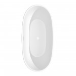 67 Inch Freestanding Bathtub in White, White Trim, Floor Mounted Faucet in Gold