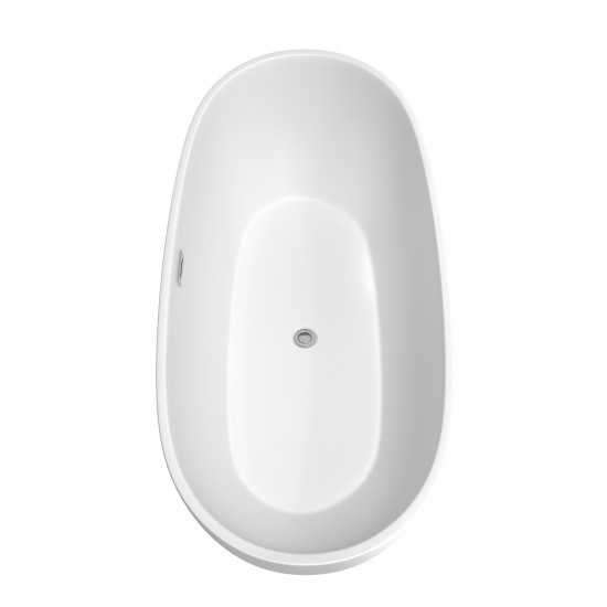 71 Inch Freestanding Bathtub in White, Chrome Trim, Floor Mounted Faucet in Gold