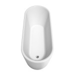 67 Inch Freestanding Bathtub in White, Chrome Trim, Floor Mounted Faucet in Gold