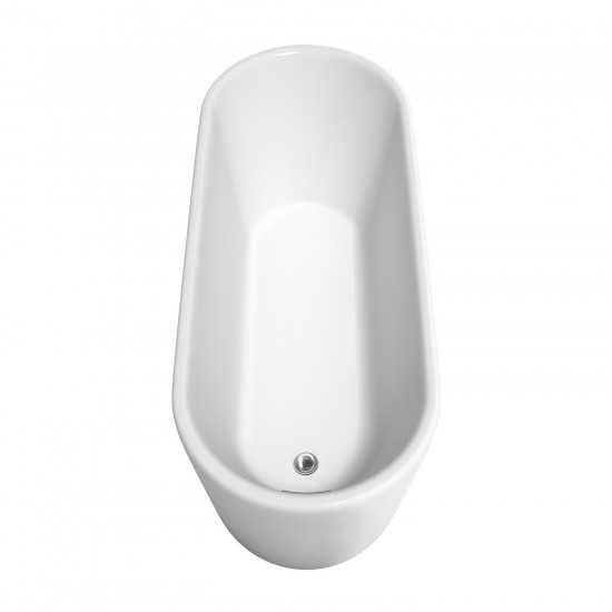 67 Inch Freestanding Bathtub in White, Chrome Trim, Floor Mounted Faucet in Gold
