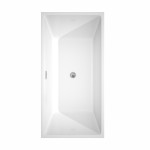 63 Inch Freestanding Bathtub in White, Chrome Trim, Floor Mounted Faucet in Gold