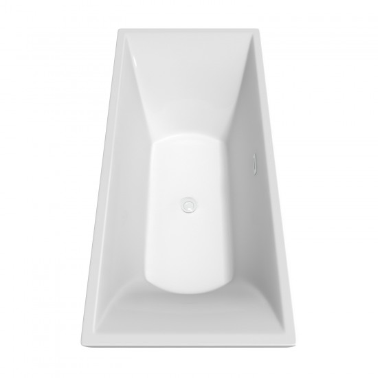 71 Inch Freestanding Bathtub in White, White Trim, Floor Mounted Faucet in Black