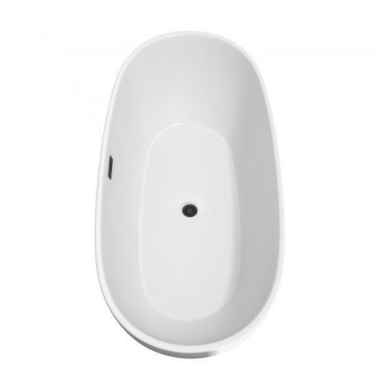 71 Inch Freestanding Bathtub in White, Floor Mounted Faucet, Drain, Trim in Black