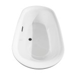 65 Inch Freestanding Bathtub in White, Floor Mounted Faucet, Drain, Trim in Black