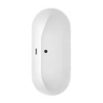 65 Inch Freestanding Bathtub in White, Floor Mounted Faucet, Drain, Trim in Black