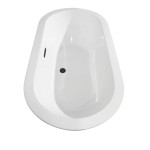 60 Inch Freestanding Bathtub in White, Floor Mounted Faucet, Drain, Trim in Black