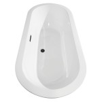 68 Inch Freestanding Bathtub in White, Floor Mounted Faucet, Drain, Trim in Black