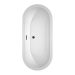 68 Inch Freestanding Bathtub in White, Floor Mounted Faucet, Drain, Trim in Black