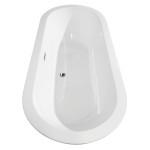 68 Inch Freestanding Bathtub in White, Chrome Trim, Floor Mounted Faucet in Black