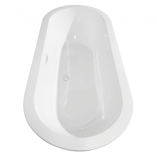 68 Inch Freestanding Bathtub in White, White Trim, Floor Mounted Faucet in Black