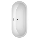 72 Inch Freestanding Bathtub in White, Floor Mounted Faucet, Drain, Trim in Black