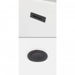 60 Inch Freestanding Bathtub in Black, White Interior, Floor Mounted Faucet, Drain, Trim in Black