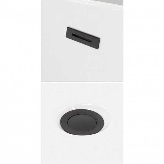 60 Inch Freestanding Bathtub in Black, White Interior, Floor Mounted Faucet, Drain, Trim in Black